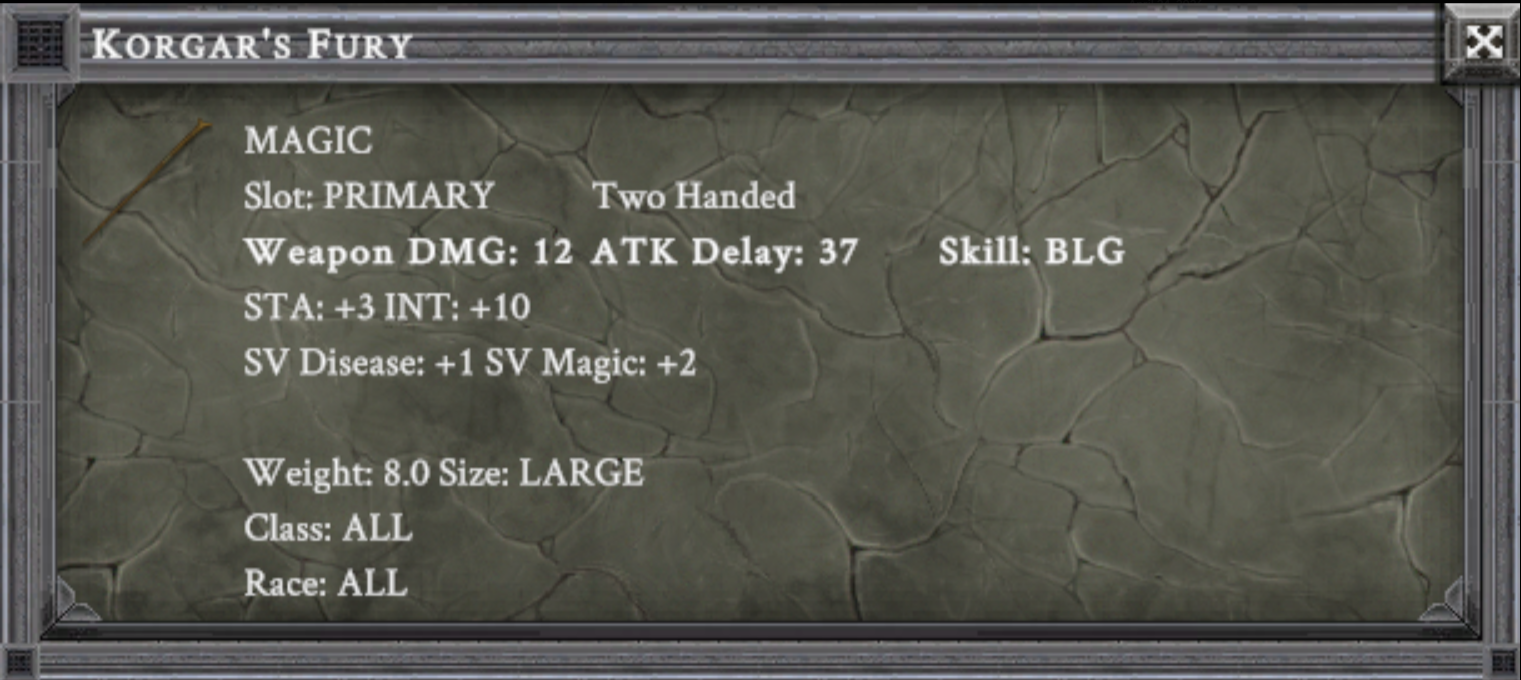 KORGAR'S FURY item card