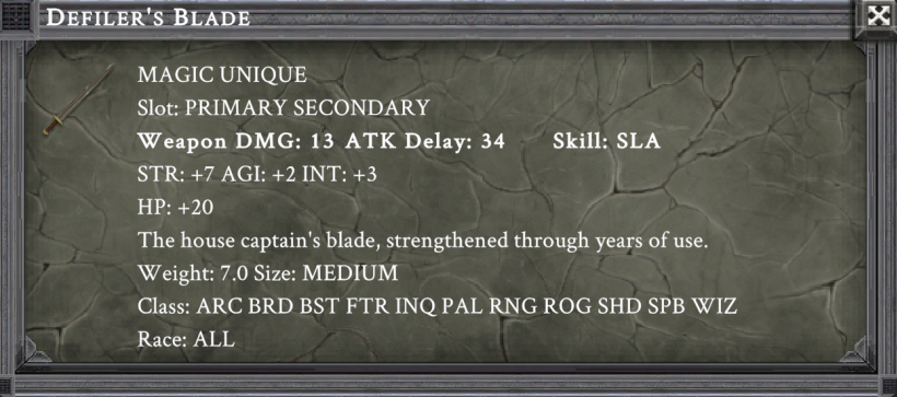 DEFILER'S BLADE item card