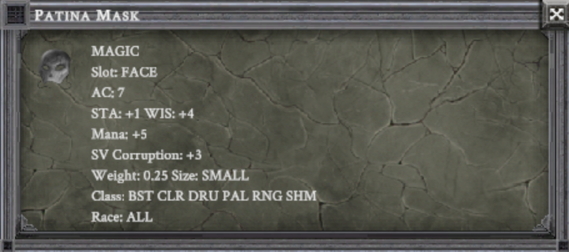 PATINA MASK item card