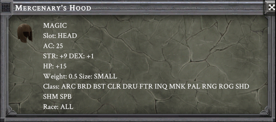 MERCENARY'S HOOD item card
