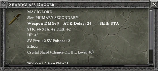 SHARDGLASS DAGGER item card