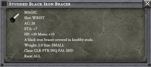 STUDDED BLACK IRON BRACER item card