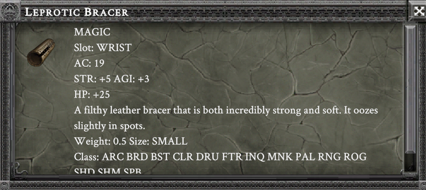 LEPROTIC BRACER item card