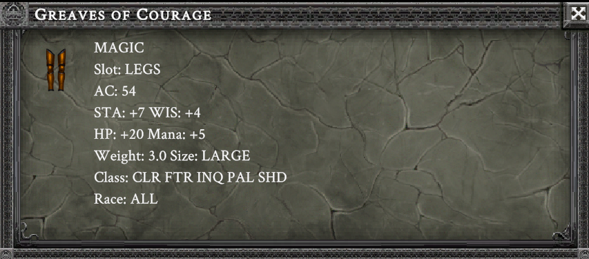 GREAVES OF COURAGE item card