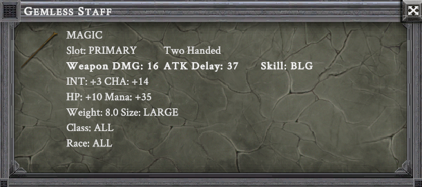 GEMLESS STAFF item card