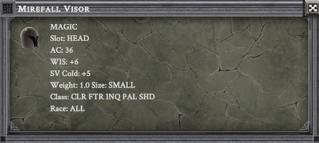 MIREFALL VISOR item card
