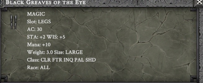 BLACK GREEVES OF THE EYE item card