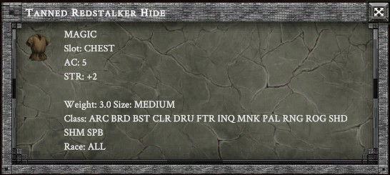 TANNED REDSTALKER HIDE item card