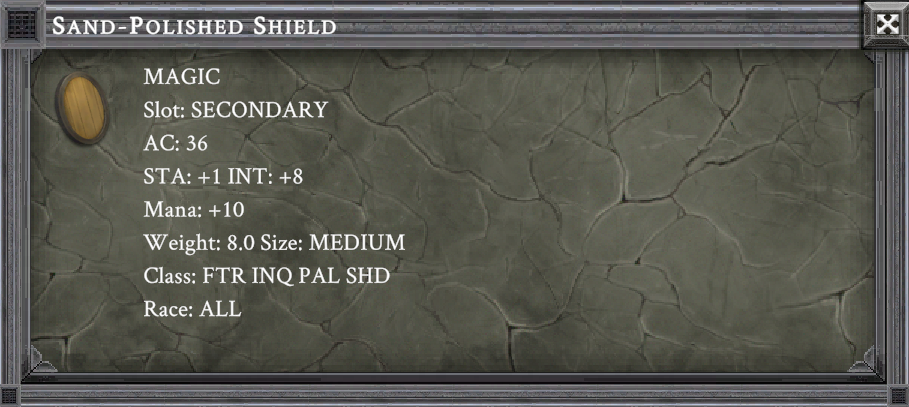 SAND-POLISHED SHIELD item card