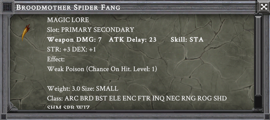 BROODMOTHER SPIDER FANG item card