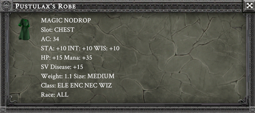 PUSTULAX'S ROBE item card