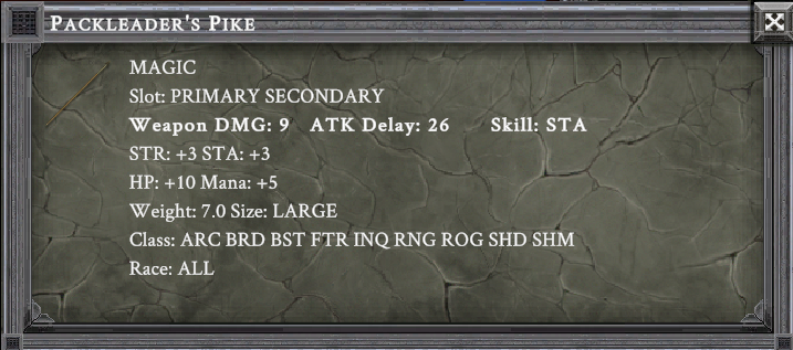 PACKLEADERS'S PIKE item card screenshot